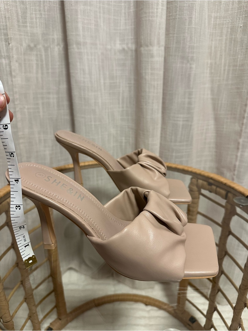 SHEIN Nude Ruched Square- Toe Kitten Heels - Picture 6 of 6